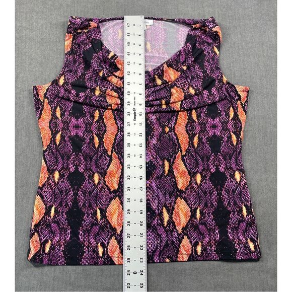 Calvin Klein Womens Sleeveless Cowl Neck Top Snake Print L‎ Purple Orange Work - Picture 5 of 8